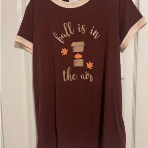 NEW LuLaRoe Liv Fall Is In The Air Coffee Latte Fall T-shirt Women's Top MEDIUM